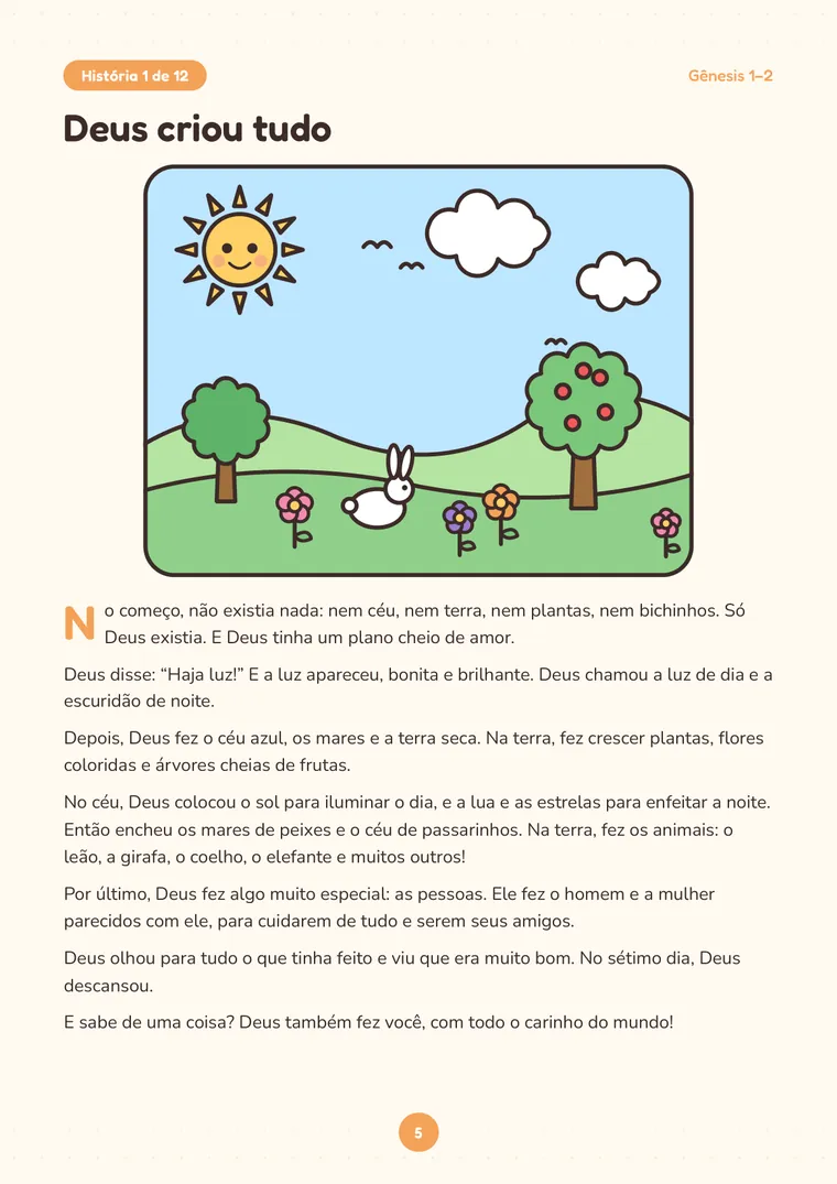Página de história do livro